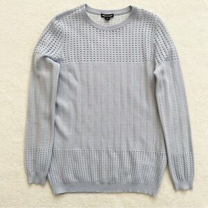 Whistles Powder Blue Open Knit Sweater Small Textured Semi Sheer